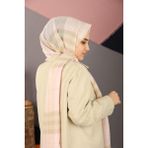 Burberry Pudra-Krem Burberry Ekose Desen Ipek Şal - Pudra - Krem