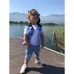 Burçak Butik Erkek Çocuk Kapüşonlu Kot Yelek / Kot Pantolon / Tişört 3'lü Kombin - Bayramlık - Mavi - Beyaz - 6 - 7 Yaş