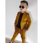 Burçak Butik Erkek Çocuk Pantolon / Ceket / Suprem Tişört 3'lü Kombin - Sarı - Siyah - 9 - 10 Yaş