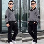 Burçak Butik Erkek Çocuk Sweat - Pantolon Kışlık Full Likra Alt Üst 2'li Takım - Bayramlık - Siyah - 5 - 6 Yaş