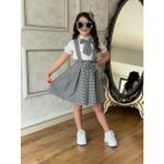 Burçak Butik Gömlek-Elbise-Toka-Broş Takım - 2 - 3 Yaş - Siyah - Beyaz