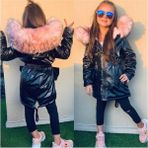Burçak Butik Hakiki Ithal Kürk Kapüşonlu - Içi Pelüşlü - Kışlık Kız Çocuk Dışı Deri Siyah Mont Kaban (Bir Beden Büyük Tercih Edilebilir) - 000-Siyah - 7 - 8 Yaş