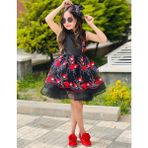 Burçak Butik Kız Çocuk Çiçek Nakışlı Astarlı Abiye Elbise - Tokalı Hediyeli ( Bir Beden Büyük Tercih Edilebilir ) - 2 - 3 Yaş - Kırmızı