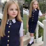 Burçak Butik Kız Çocuk Gömlek / Ceket / Etek / Alt Üst 3 Parça Takım - Bayramlık (Broş Hediye) - Siyah - 2 - 3 Yaş