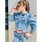 Burçak Butik Kız Çocuk Kot Ceket / Kot Pantolon / Badi / 3'lü Kombin - Bayramlık - 2 - 3 Yaş - Mavi - Pembe