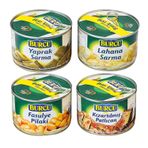 Burcu Konserve 400 gr Teneke 4 lü Hazır Yemek Karma Paket, Yaprak Sarma, Lahana Sarma, Fasulye Pilaki, Kızartılmış Patlıcan, 4'lü Set