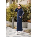 Burcu Tesettür BTS0008 Lacivert Önden Fermuarlı Kapüşonlu Spor Ferace