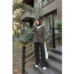 BURCU TESETTÜR Cep Detayli Kısa Trençkot Haki BRC1907