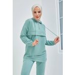 Burcu Tesettür TRN1019 Yarım Fermuarli Mint Eşofman Takımı