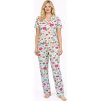 Burcumay Kadın Çok Renkli Donut Desenli Kısa Kollu Yazlık Pijama Takımı