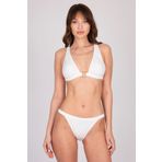 Burcumay Kadın Gold Halka Detaylı Beyaz Üçgen Bikini Takımı