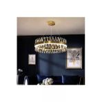 Burenze A++ Luxury Modern Kristal Taşlı Sarkıt Power Led Avize Kademeli 3 Renk Bronz 60'Lık