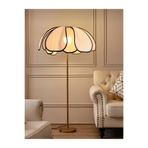 burenze Boheme Modern Tasarım Palm Burenze Dekoratif Lambader Eskitme Gold Gövde Ekru Kumaş Abajur