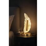 burenze Lüks Modern Sirius Yaprak Kablosuz Pilli Abajur Parlak Gold Sarı Aç Kapa Butonlu Pilli Masa Lambası
