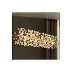 Burenze Luxury Collection Modern Sarkıt Kristal Taşlı Avize Yemek Masası Elips Gold Sarı 100 Cm