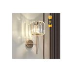 Burenze Modern Kristal Taşlı Kablosuz Pilli Aplik Aç Kapa Butonlu Gold Sarı