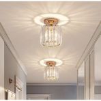 Burenze Modern Luxury Plafonyer Kristal Taşlı Avize Gold Sarı Hol Antre Avize