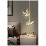 Burenze Modern Luxury Tasarım Butterfly Kelebek Sarkıt Avize İkili Gold Sarı Gün Işığı