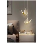 Burenze Modern Luxury Tasarım Butterfly Kelebek Sarkıt Avize İkili Gold Sarı Gün Işığı