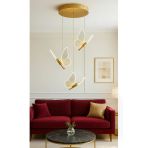 Burenze Modern Luxury Tasarım Butterfly Kelebek Üçlü Sarkıt Avize Gold Sarı