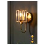 burenze Modern Tasarım Crystalize Kristal Taşlı Kablosuz Aç Kapa Butonlu Pilli Aplik Eskitme Gold