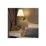 Burenze Modern Tasarım Duvar Aplik Eskitme Gold Gövde Krem Abajur Elektrikle Çalışır