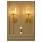 burenze Modern Tasarım Kristal Taşlı Kablosuz Aç Kapa Butonlu Pilli Aplik Eskitme Gold Tak Çalıştır 1 ADET