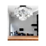 Burenze Modern Tasarım Kristal Taşlı Tavana Sıfır Kare Üçlü Avize Salon Oturma Odası Mutfak Avizesi Krom