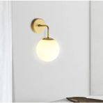 Burenze Modern Tasarım Tak Çalıştır Pilli Aplik Eskitme Gold Duvar Pilli Aplik Beyaz Opal Cam