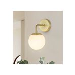 Burenze Modern Tasarım Tak Çalıştır Pilli Aplik Eskitme Gold Duvar Pilli Aplik Beyaz Opal Cam