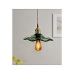 Burenze Modern Tasarım Vintage Boheme Estetik El Yapımı Yeşil Camlı Sarkıt Avize Eskitme Gold Kahve Örgü