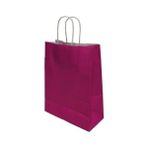Burgu Saplı Karton Kraft Çanta 5'li - Fuşya - 25 x 12 x 31 cm