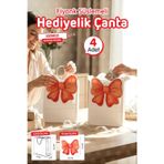 Burgu Saplı Karton Kurdeleli Çanta 4 adet Hediye Paketi Çanta Poşet (Kırmızı)doğum günü, düğün, bebek partisi-T1540