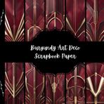 Burgundy Art Deco Scrapbook Paper, Red and Gold Junk Journal Paper, Abstract Decorative Paper, DIY Projects, Origami, Collage Sheets, Decoupage Paper, 10 Designs, Double SIded