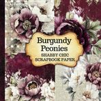 Burgundy Peony Scrapbook Paper: Double-Sided Shabby Chic Vintage Floral Designs & Matching Backgrounds for Junk Journals, Scrapbooking, Cut out and Collage Mix Media & DIY Crafts