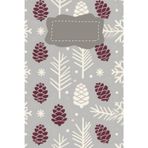 Burgundy Pines: Scandinavian Holiday Notebook: Lined journal with 119 pages and intro – muted gray and burgundy pine cone pattern