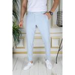 Bürke Erkek Buz Mavisi Renk Italyan Kesim Slimfit Kumaş Pantolon - 32