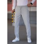 Bürke Erkek Gri Renk Beli Lastikli Bağcıklı Esnek Fitted Jogger Pantolon Kumaş Pantolon