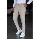 Bürke Erkek Krem/Bej Renk italyan Kesim Slim Fit Kaliteli Kumaş Pantolon