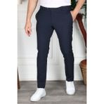 Bürke Erkek Lacivert Renk Italyan Kesim Slimfit Kumaş Pantolon - 34 - Koyu Mavi