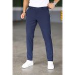 Bürke Erkek Lacivert Renk Italyan Kesim Slimfit Kumaş Pantolon - Koyu Mavi - 38