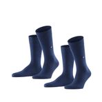 Burlington Erkek Gündelik 2'li Paket Pamuklu İnce Düz 2 çift çorap,Blau (Marine 6120),40-46