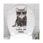 Büro Ev Klozeti Için Kedili Beni Yalnız Bırak Espirili Kapak Içi Stickeri - Renkli