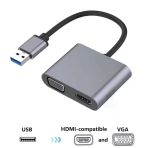 Büro Ev Ofis Cihazları İçin Usb To Hdmı Vga 1080P Çevirici