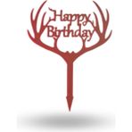 Büro Ev Ofis Etkinik Süsleri Için Turuncu Happy Birthday Fiyonklu Pasta Kek Çubuğu - 1 Adet
