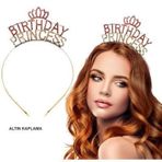 Büro Ev Ofis Etkinlik Gösteri Doğum Günü için Golden Kaplı Birthday Princess Kristal Taç