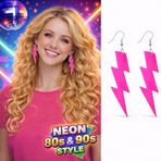 Büro Ev Ofis Etkinlik Gösteri Kostümü için 10CM Retro Neon Pembe Şimşek Küpe