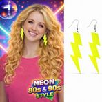Büro Ev Ofis Etkinlik Gösteri Kostümü için 10CM Retro Neon Sarı Şimşek Küpe