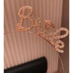 Büro Ev Ofis Etkinlik Gösteri Kostümü için Rose Golden Taşlı El Yazı Bride Gelin Tacı