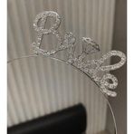 Büro Ev Ofis Etkinlik Gösteri Kostümü için Silver Taşlı El Yazı Bride Gelin Tacı